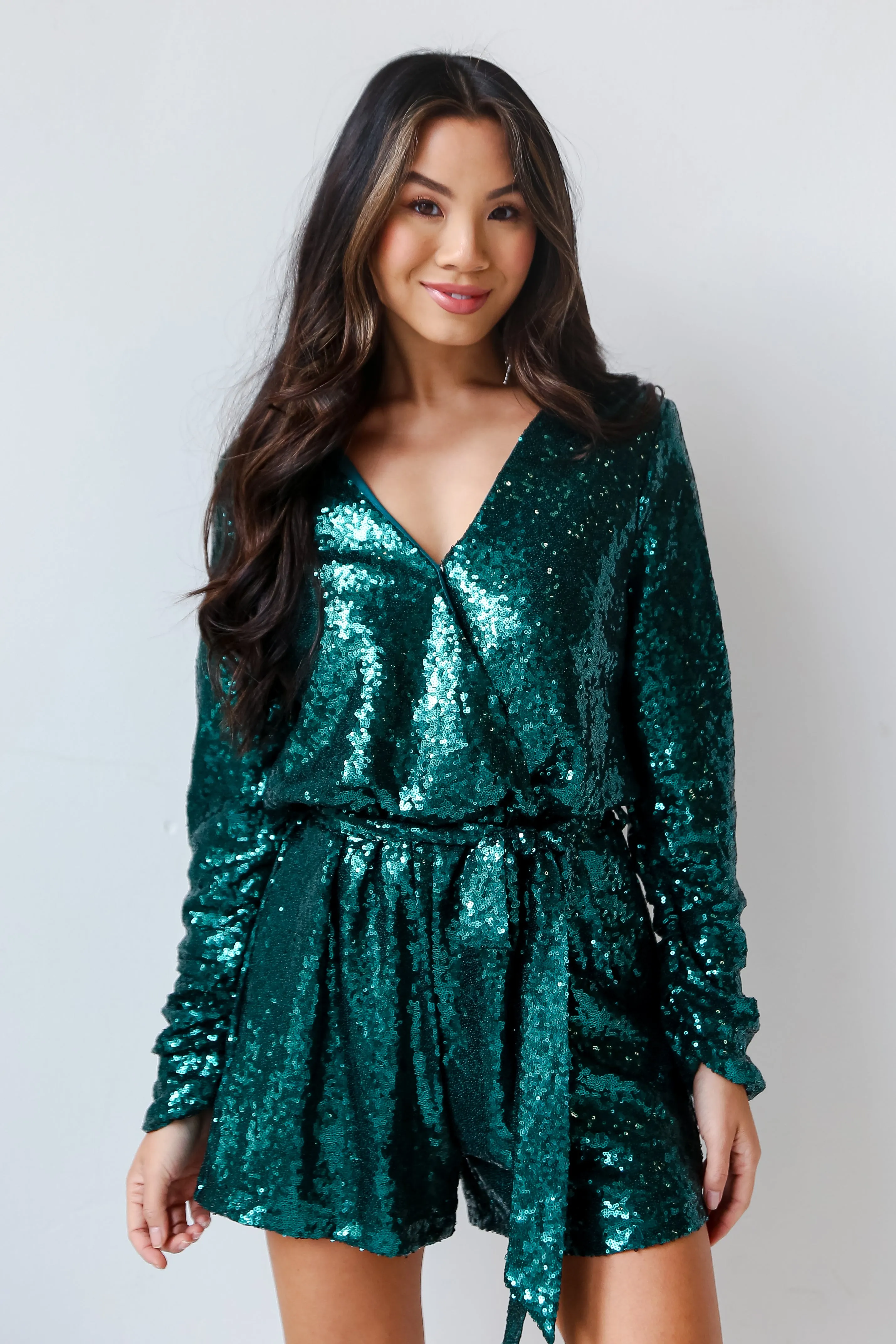 FINAL SALE - Glowing Icon Teal Sequin Romper