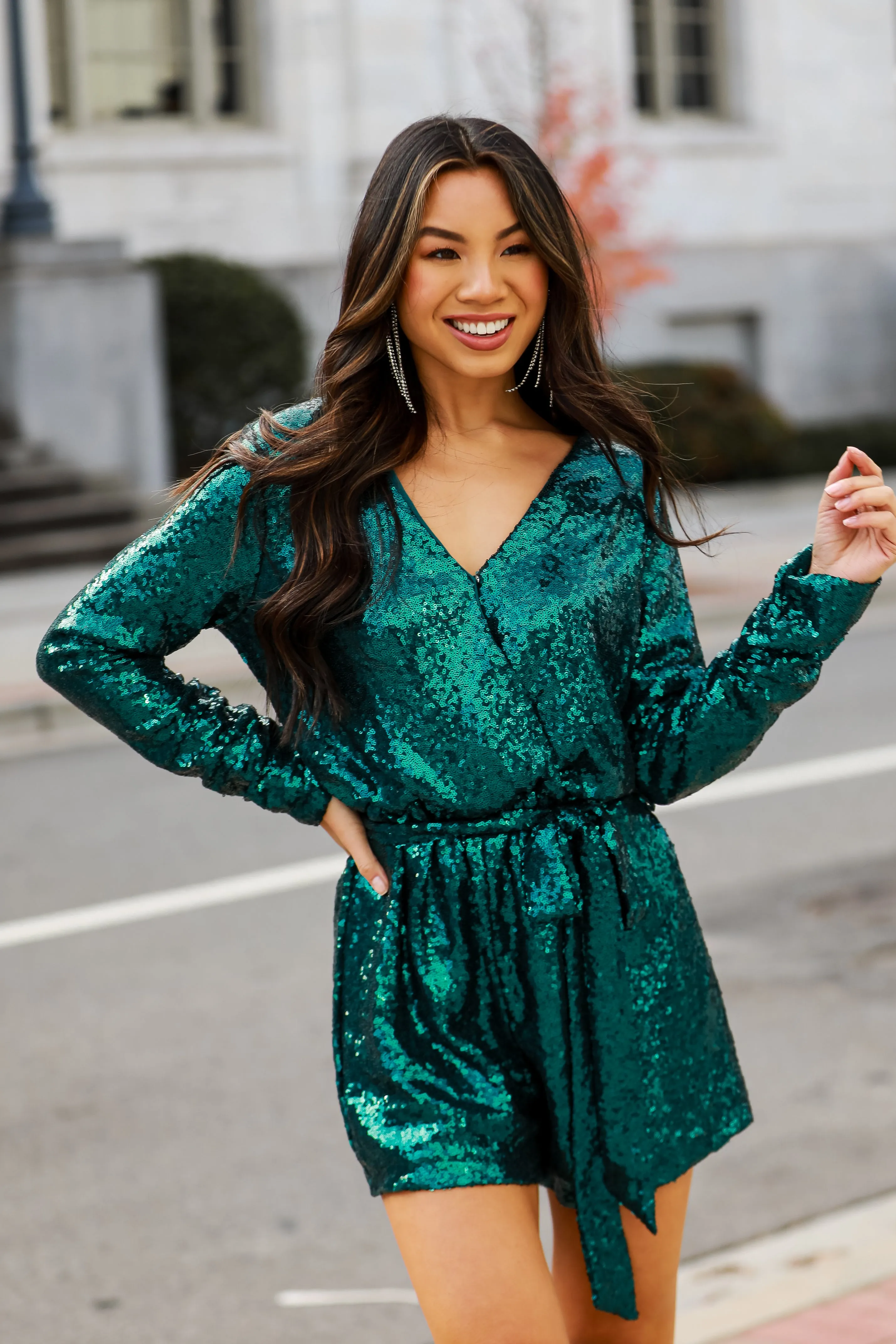 FINAL SALE - Glowing Icon Teal Sequin Romper