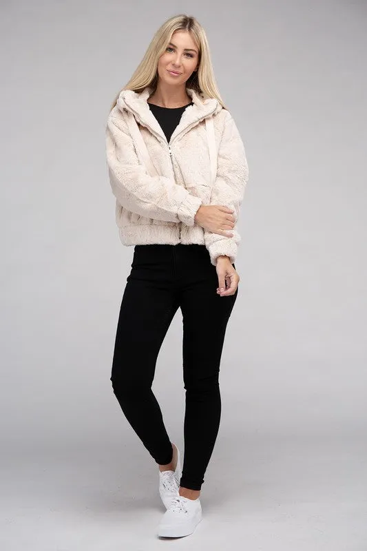 Fiona Fluffy Zip-Up Teddy Hoodie