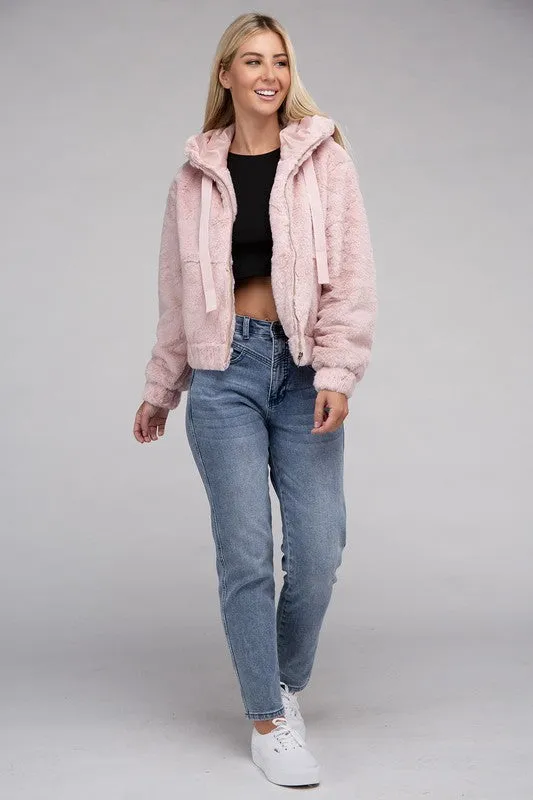 Fiona Fluffy Zip-Up Teddy Hoodie