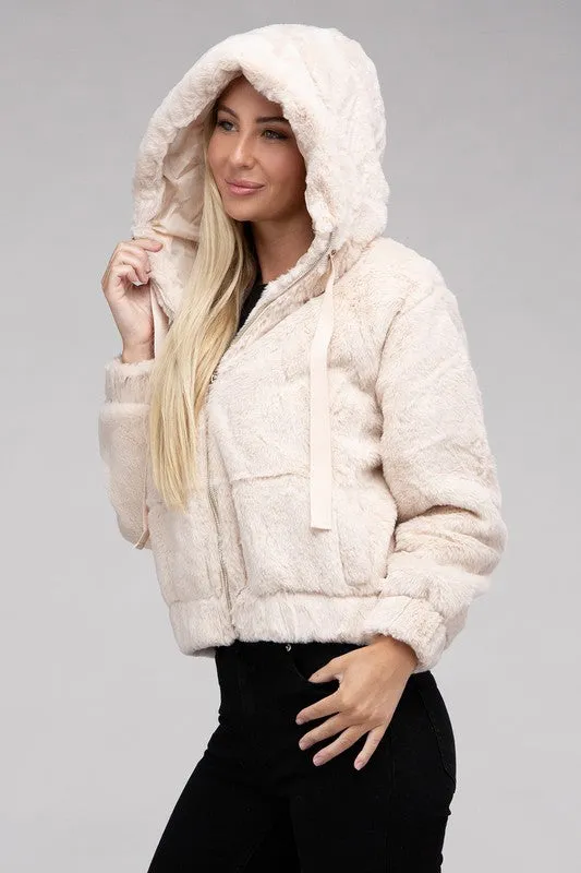 Fiona Fluffy Zip-Up Teddy Hoodie