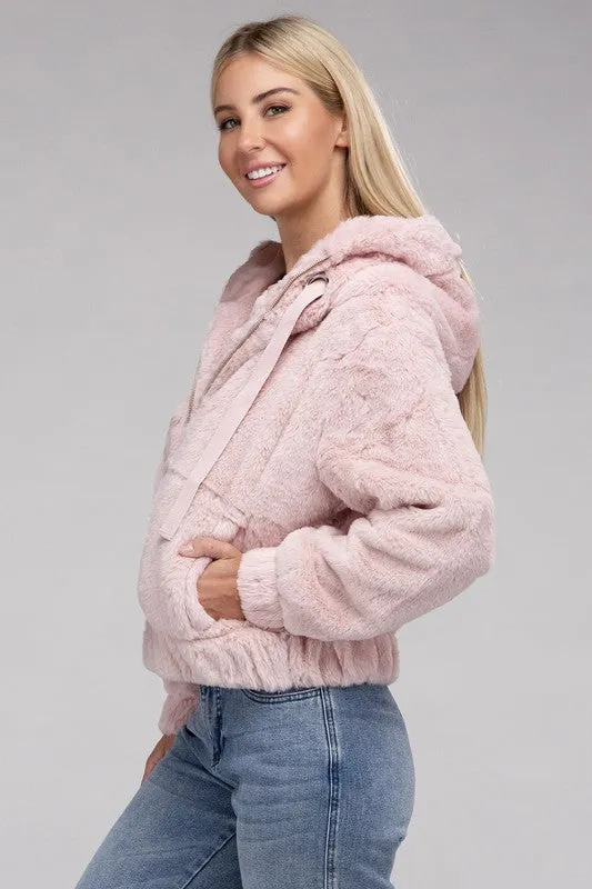 Fiona Fluffy Zip-Up Teddy Hoodie