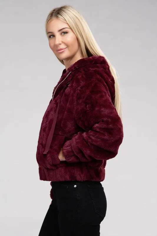 Fiona Fluffy Zip-Up Teddy Hoodie