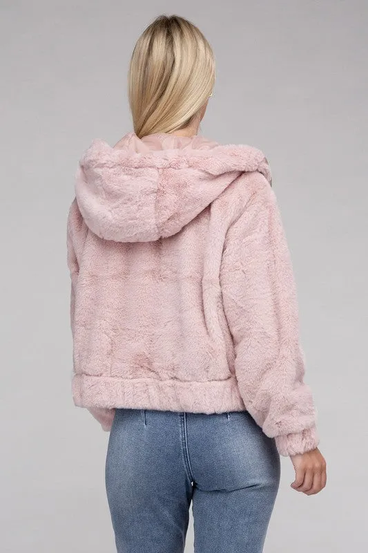 Fiona Fluffy Zip-Up Teddy Hoodie