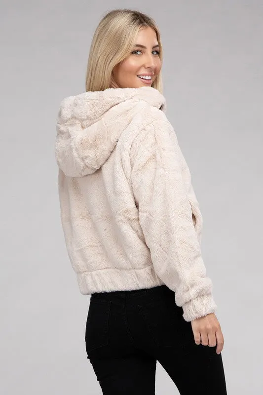 Fiona Fluffy Zip-Up Teddy Hoodie