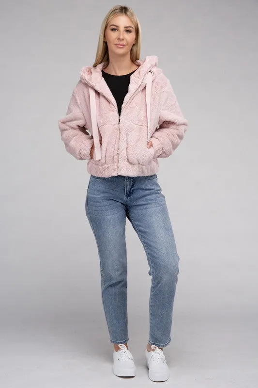 Fiona Fluffy Zip-Up Teddy Hoodie