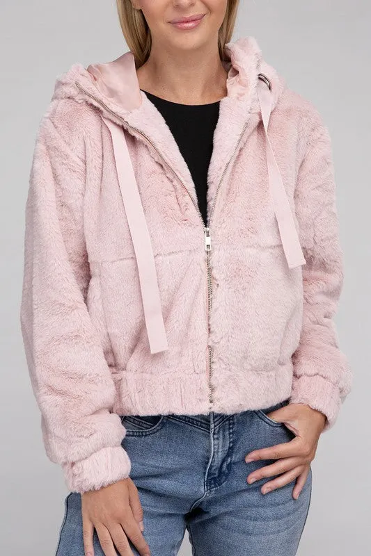 Fiona Fluffy Zip-Up Teddy Hoodie