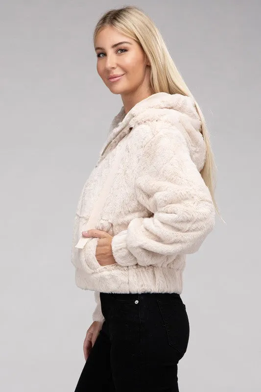 Fiona Fluffy Zip-Up Teddy Hoodie