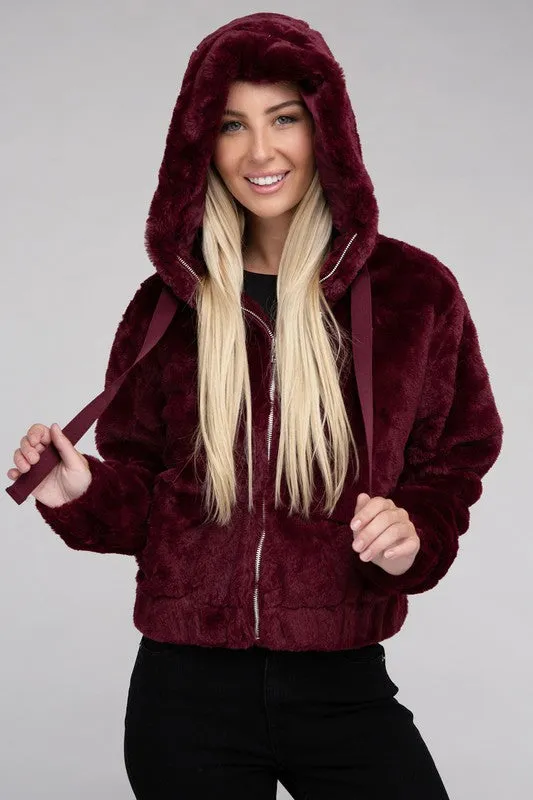 Fiona Fluffy Zip-Up Teddy Hoodie