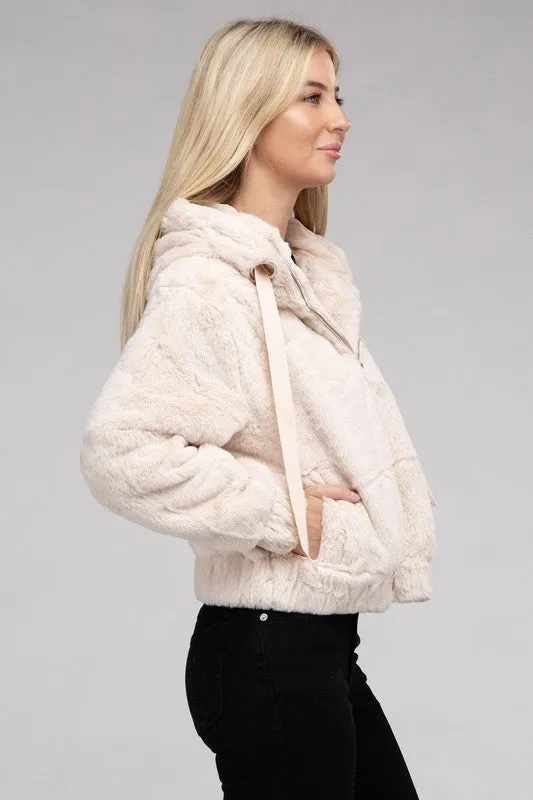 Fiona Fluffy Zip-Up Teddy Hoodie