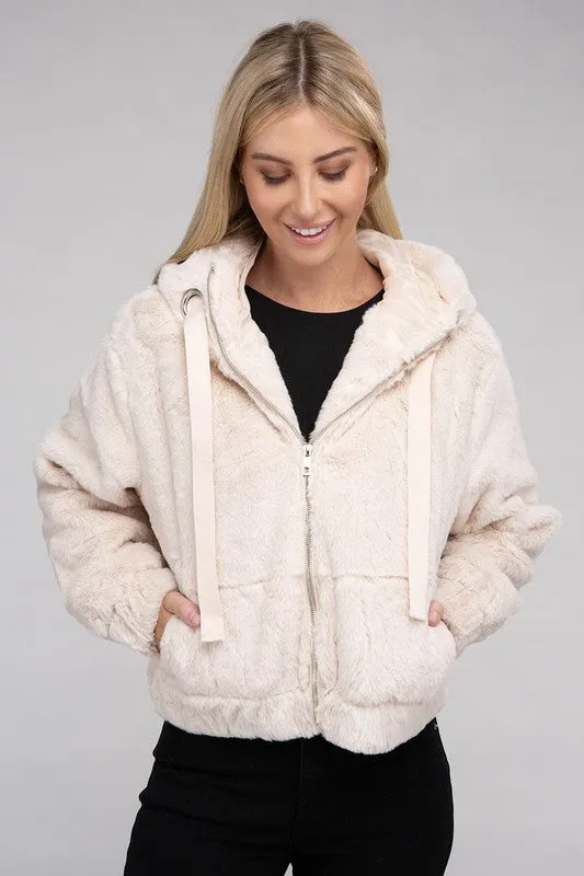 Fiona Fluffy Zip-Up Teddy Hoodie