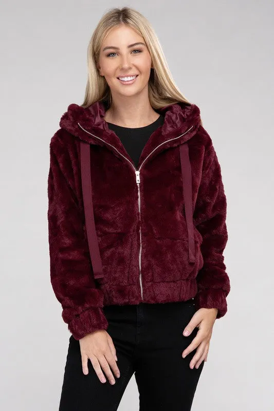 Fiona Fluffy Zip-Up Teddy Hoodie