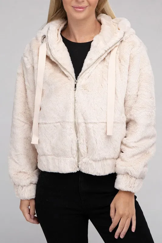 Fiona Fluffy Zip-Up Teddy Hoodie