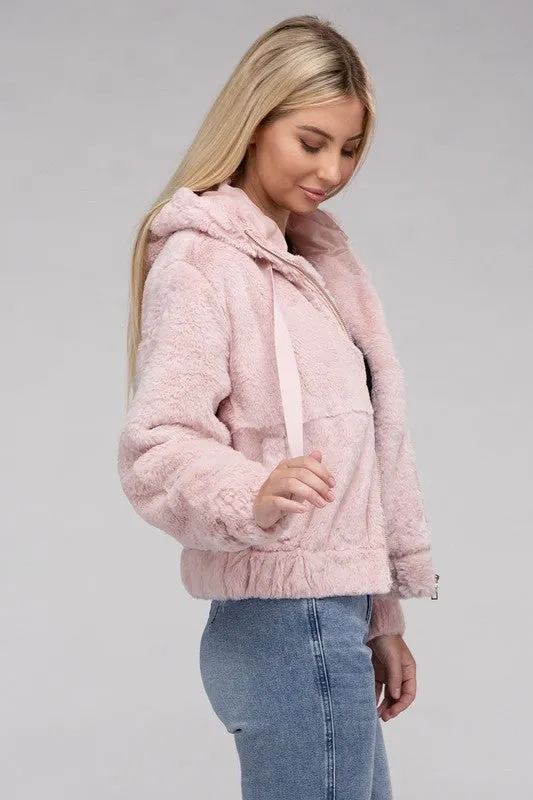 Fiona Fluffy Zip-Up Teddy Hoodie