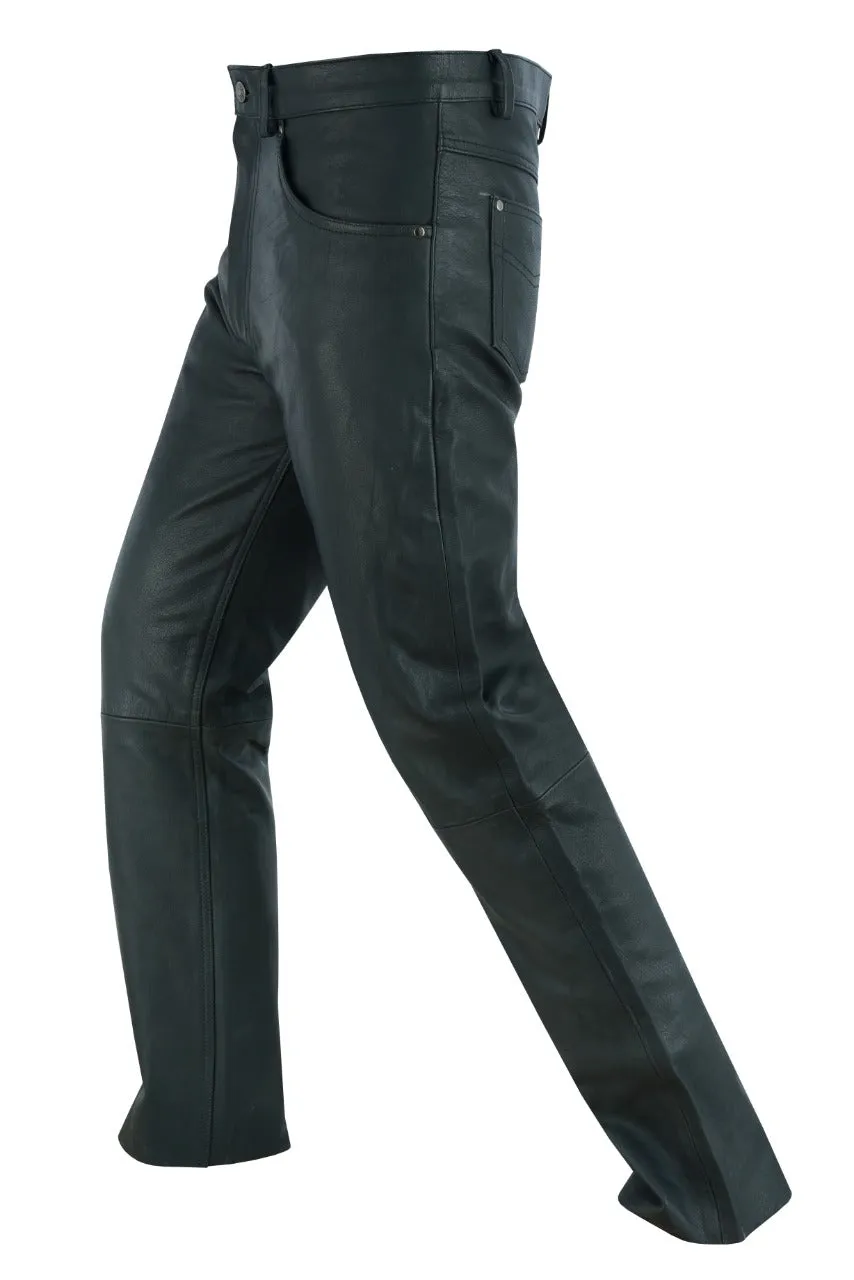 Five Pockets Cowhide Biker Leather Pants