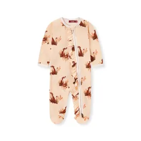 Floral Fox Organic Cotton Ruffle Zipper Footed Romper