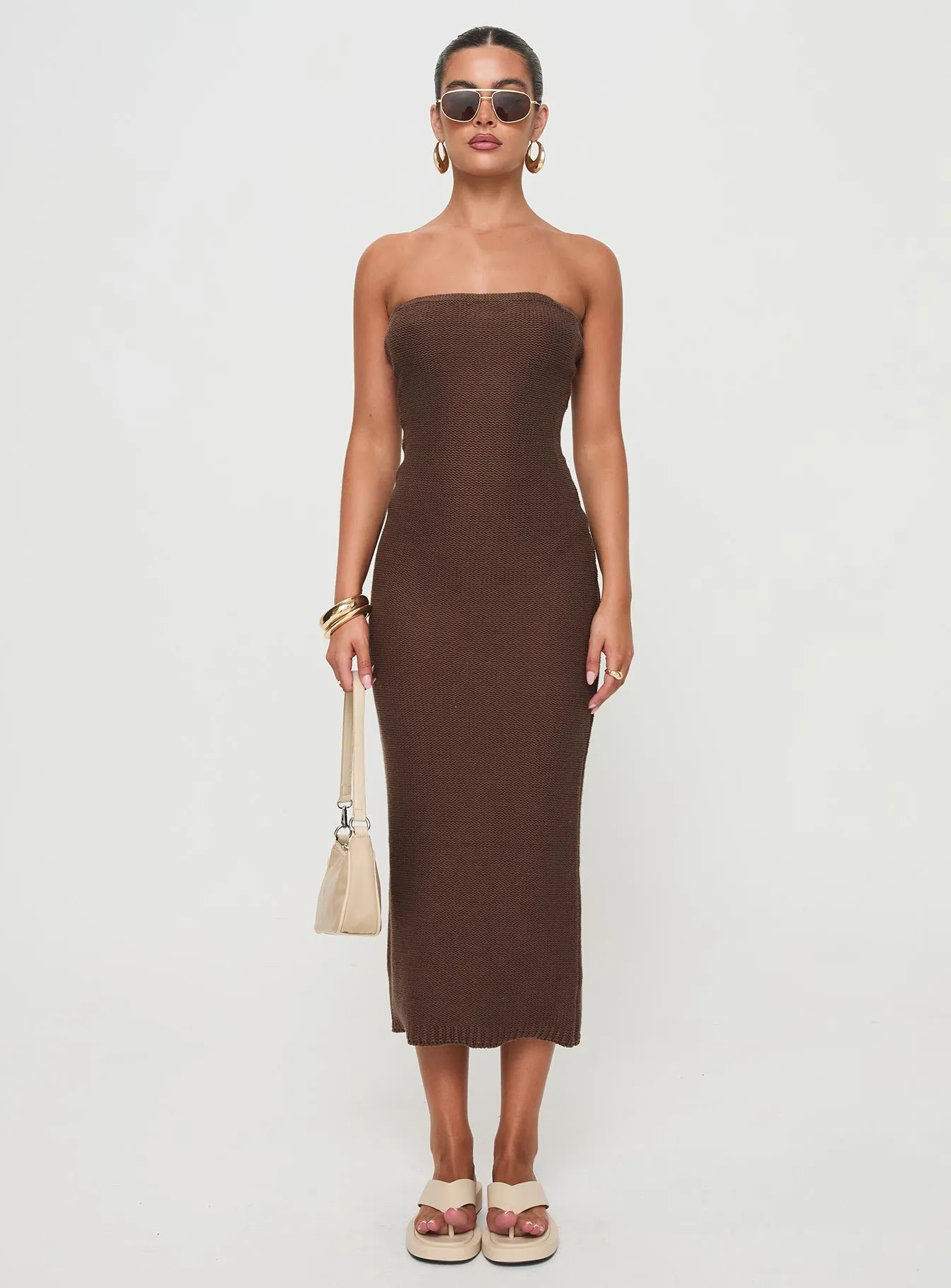 Flow Strapless Maxi Dress Brown