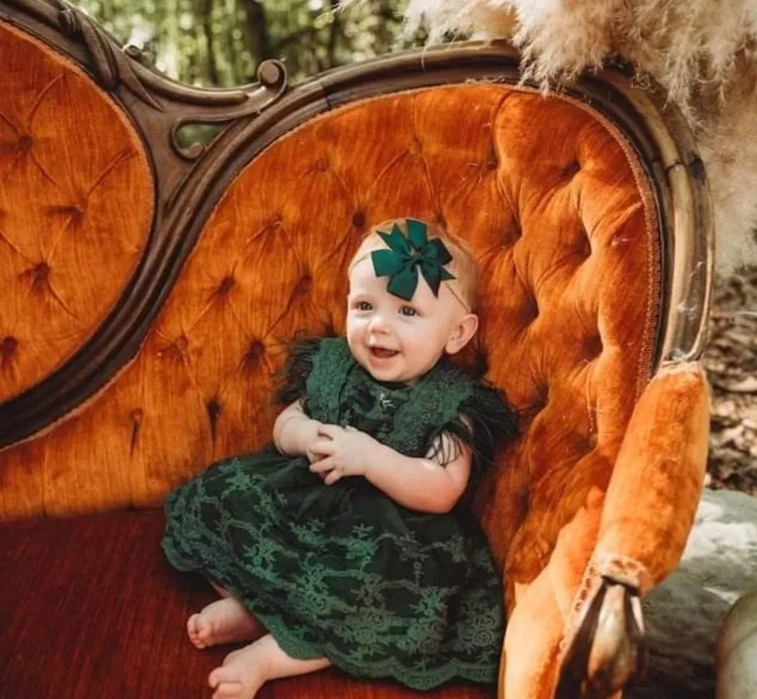 Forest Green Lace Romper with Feather Detail #1000245