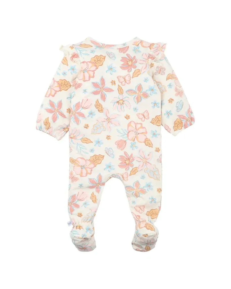 FOX & FINCH STARLETTE PRINT LS ZIP ONESIE