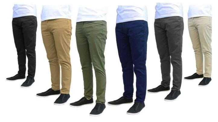 Galaxy by Harvic Men's Slim Fit Cotton Stretch Chinos - Assorted Sizes