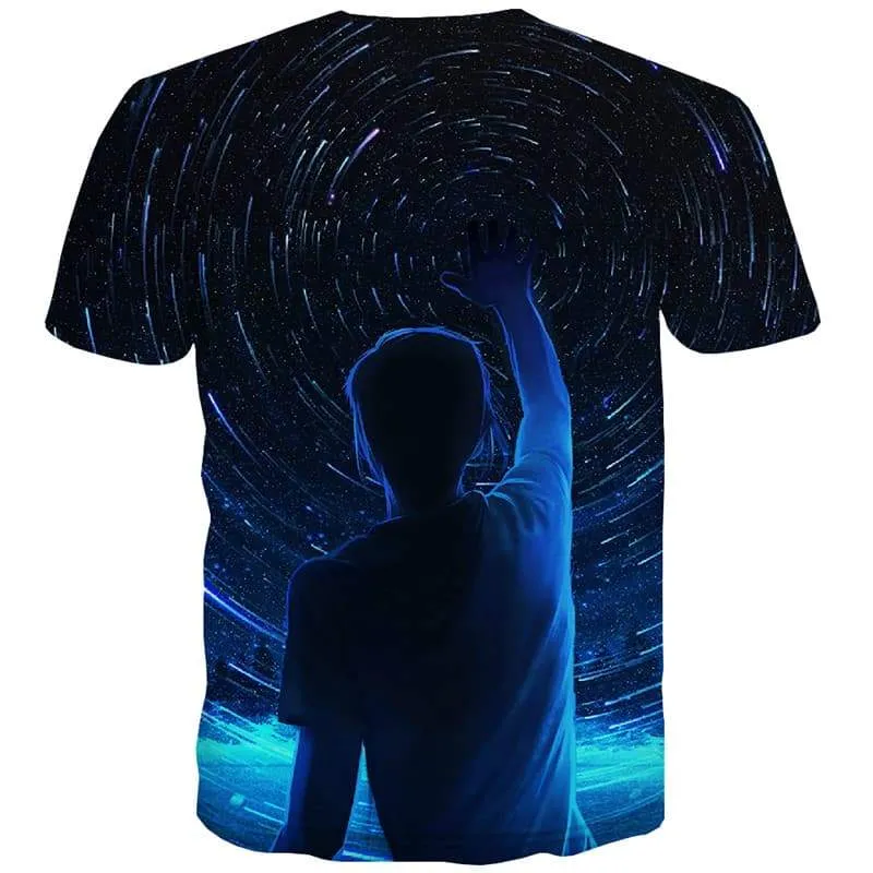 Galaxy T-shirt Men Meteor Tshirt Printed Space Tshirt Anime Harajuku Tshirts Novelty