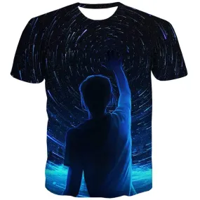 Galaxy T-shirt Men Meteor Tshirt Printed Space Tshirt Anime Harajuku Tshirts Novelty