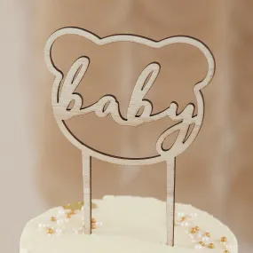 Ginger Ray Wooden Teddy Bear Baby Shower Cake Topper