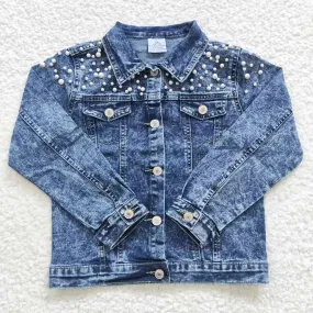 girls pearl denim coat Tops GT0175