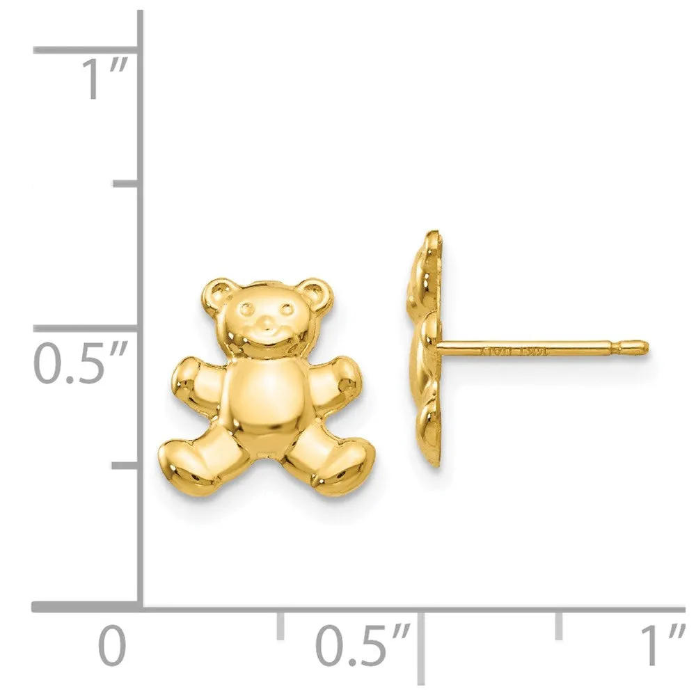 Gold Teddy Bear Post Earrings