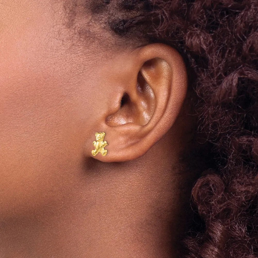 Gold Teddy Bear Post Earrings