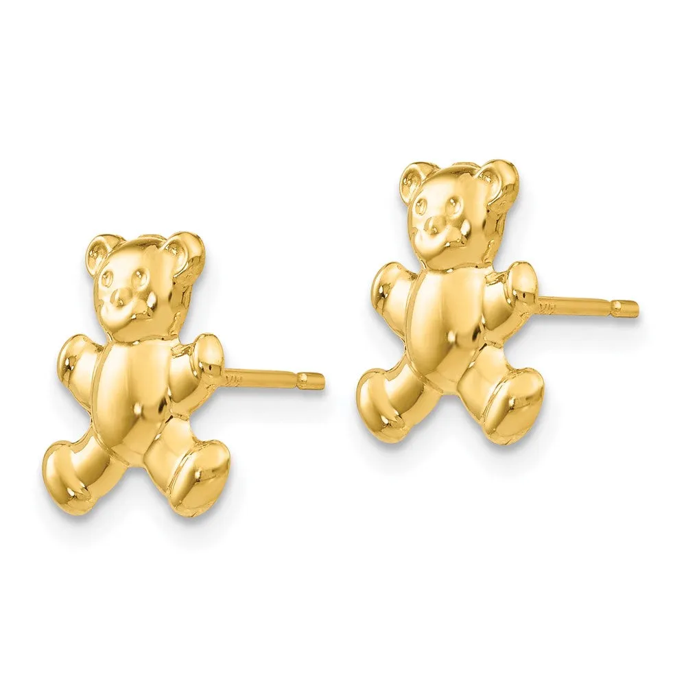 Gold Teddy Bear Post Earrings