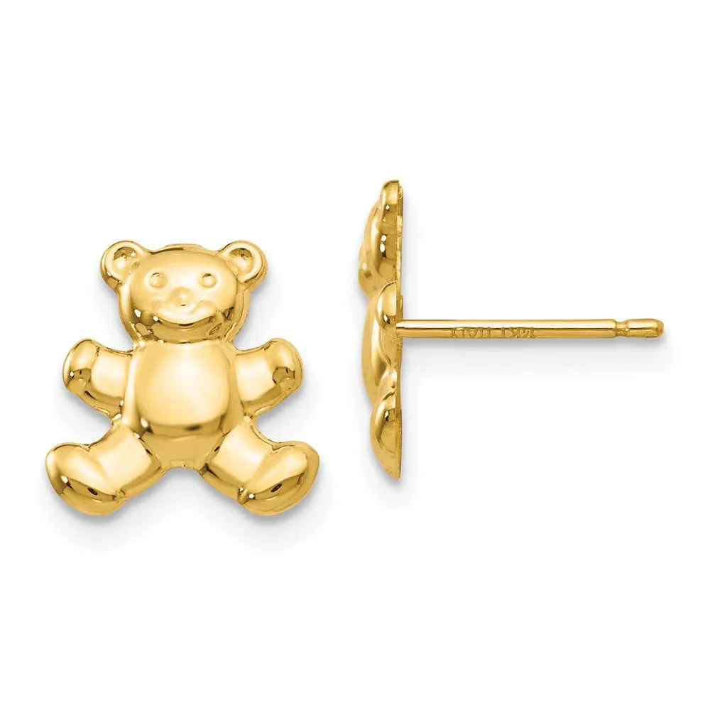 Gold Teddy Bear Post Earrings