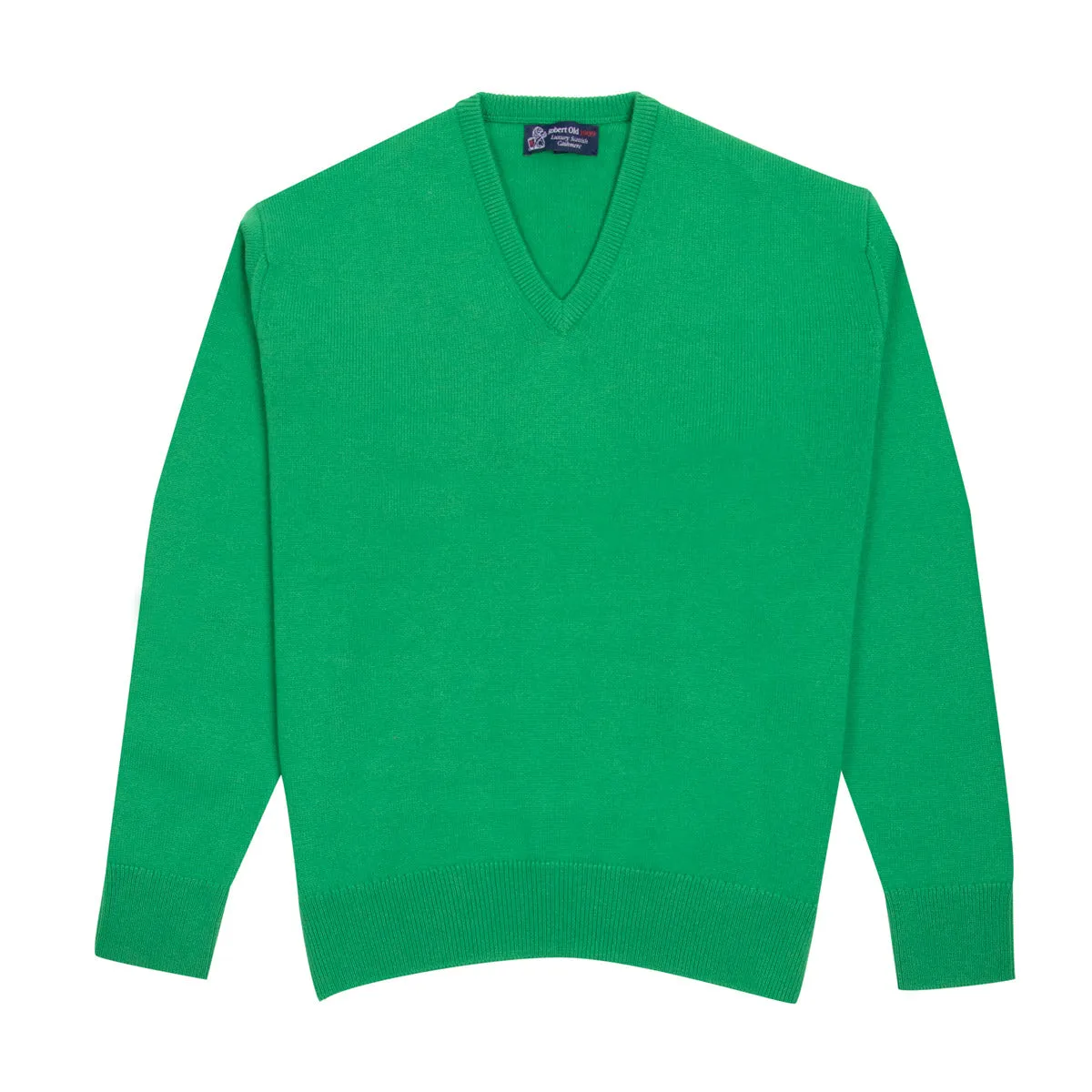 Grasshopper Green Tobermorey 4ply V-Neck Cashmere Sweater