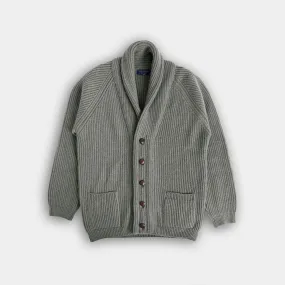 Grey Shawl Collar Lambswool Cardigan