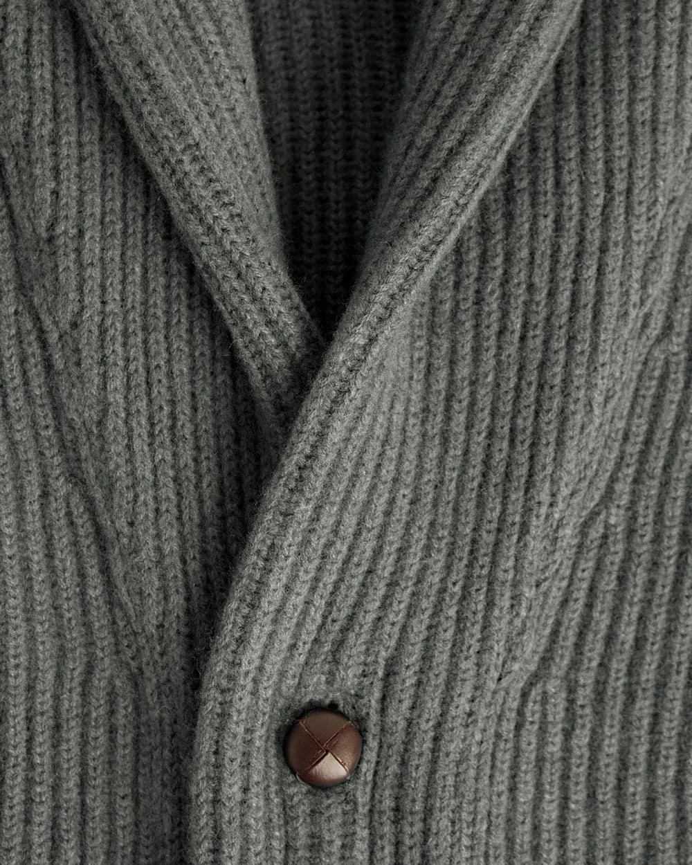 Grey Shawl Collar Lambswool Cardigan