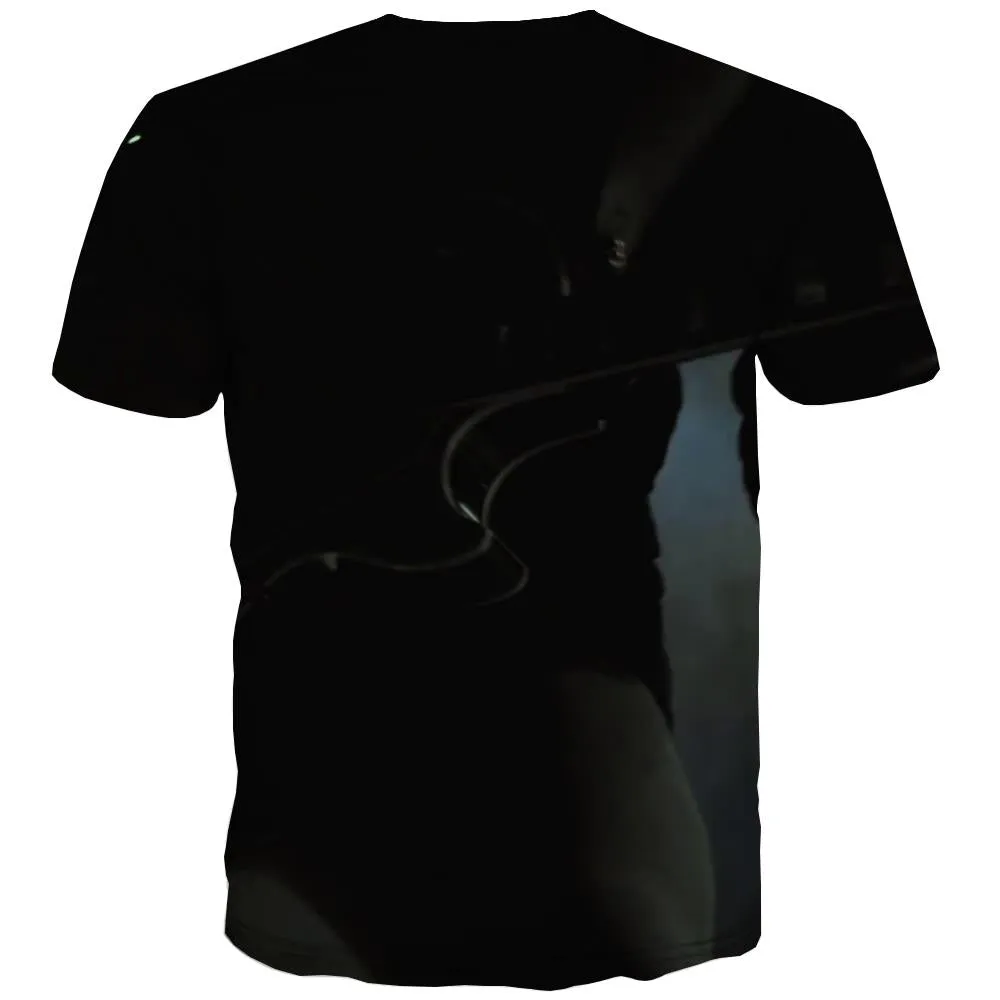 Guitar T-shirt Men Music Tshirt Printed Wooden Tshirts Cool Metal T-shirts Graphic