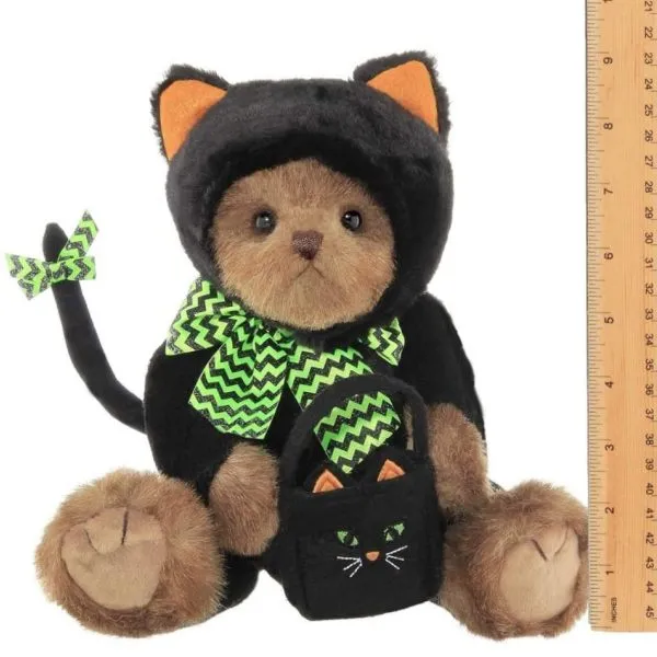 Halloween Plush Teddy Bear Midnight Magic in Black Cat Outfit