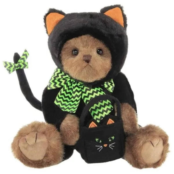 Halloween Plush Teddy Bear Midnight Magic in Black Cat Outfit