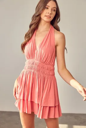 Halter Neck Romper Dress