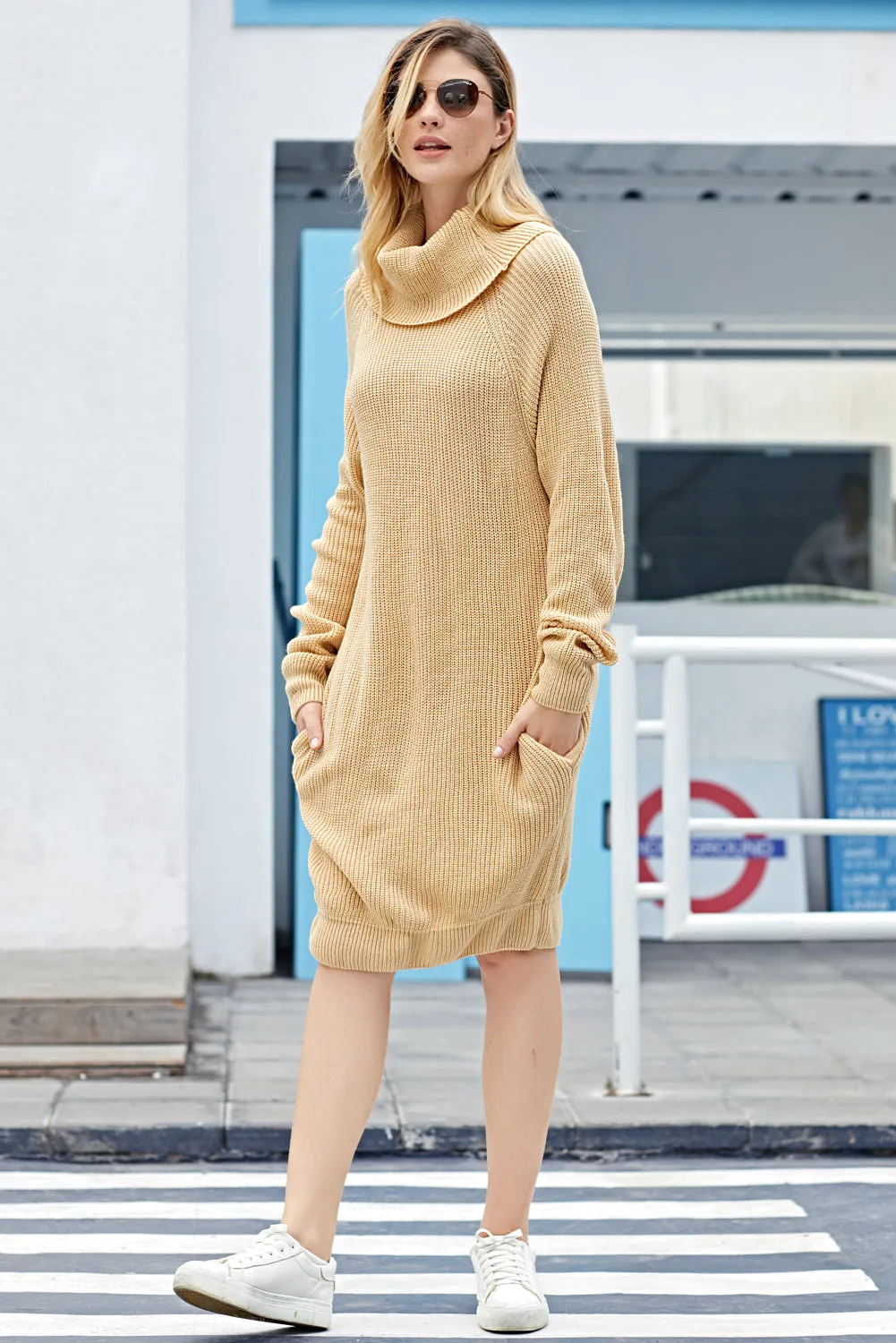 Heap Collar Mini Knit Dress