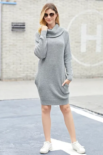 Heap Collar Mini Knit Dress