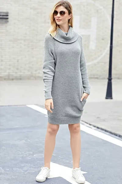 Heap Collar Mini Knit Dress