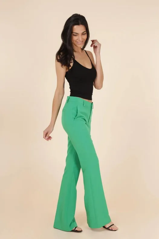 High Waist Elephant Leg Pants Green