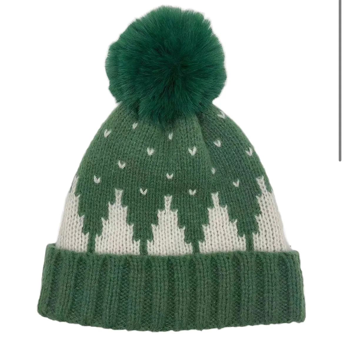 Holiday Winter Knit Hat with Pom Pom *red or green