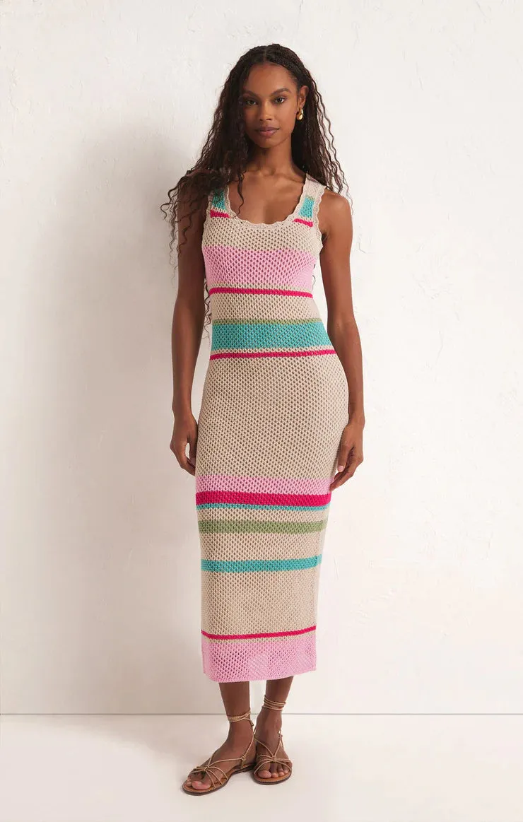 Ibiza Stripe Crochet Sweater Dress