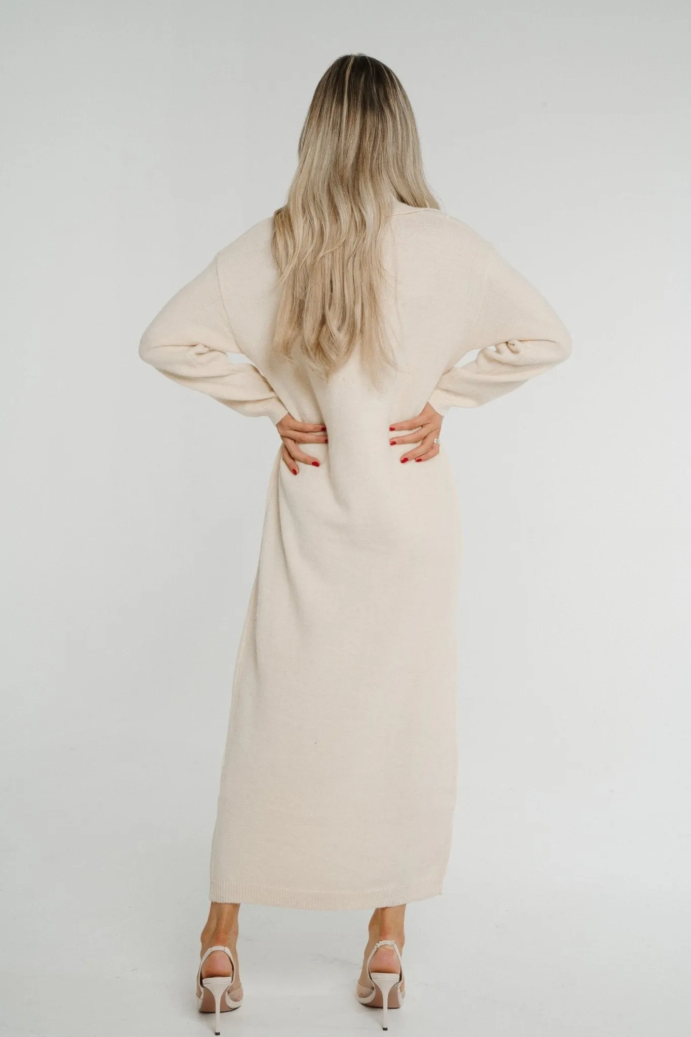 Ivy Knit Midi Dress In Cream