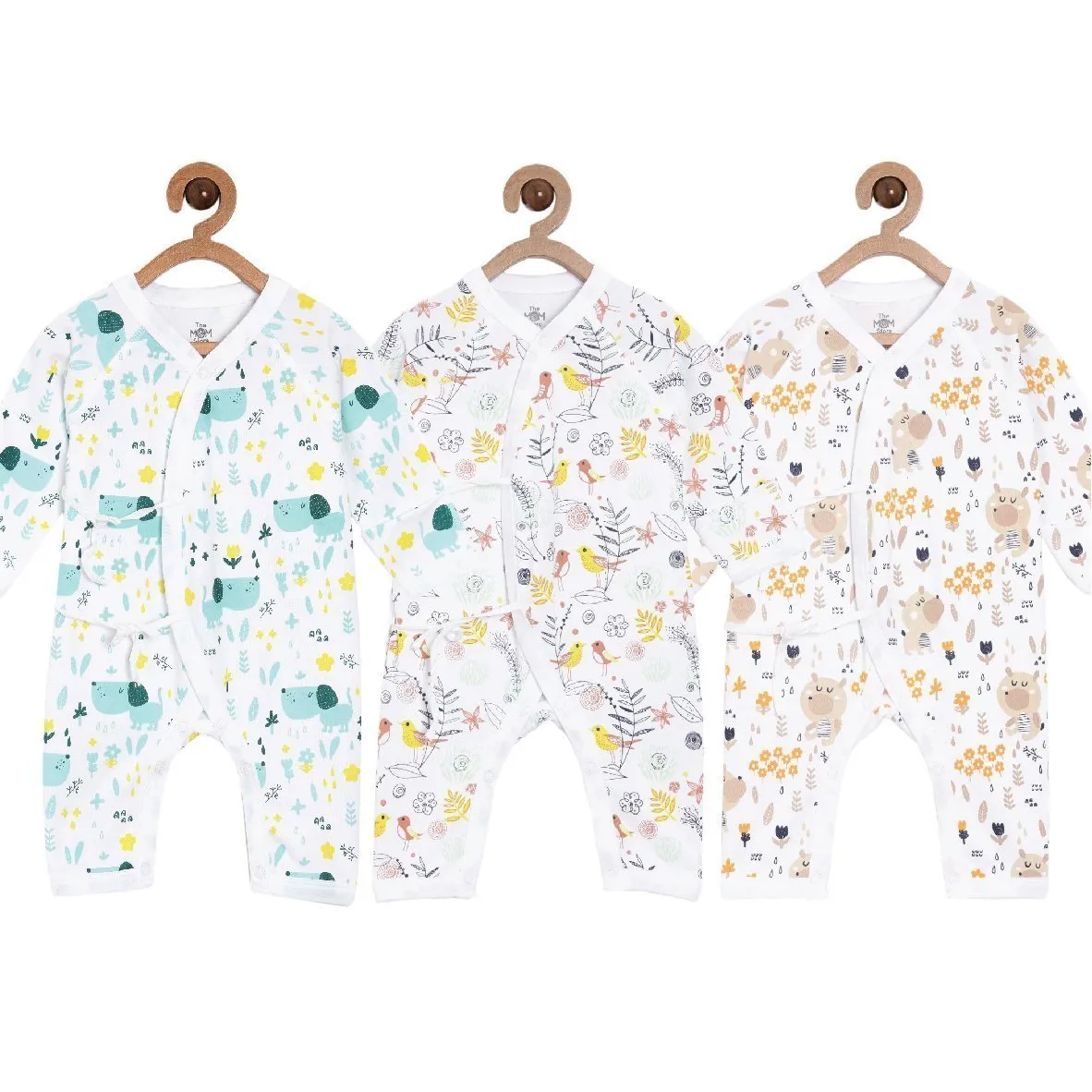 Jabla Style Infant Romper Combo of 3-Puppy-Sparrow-Bear in the Garden