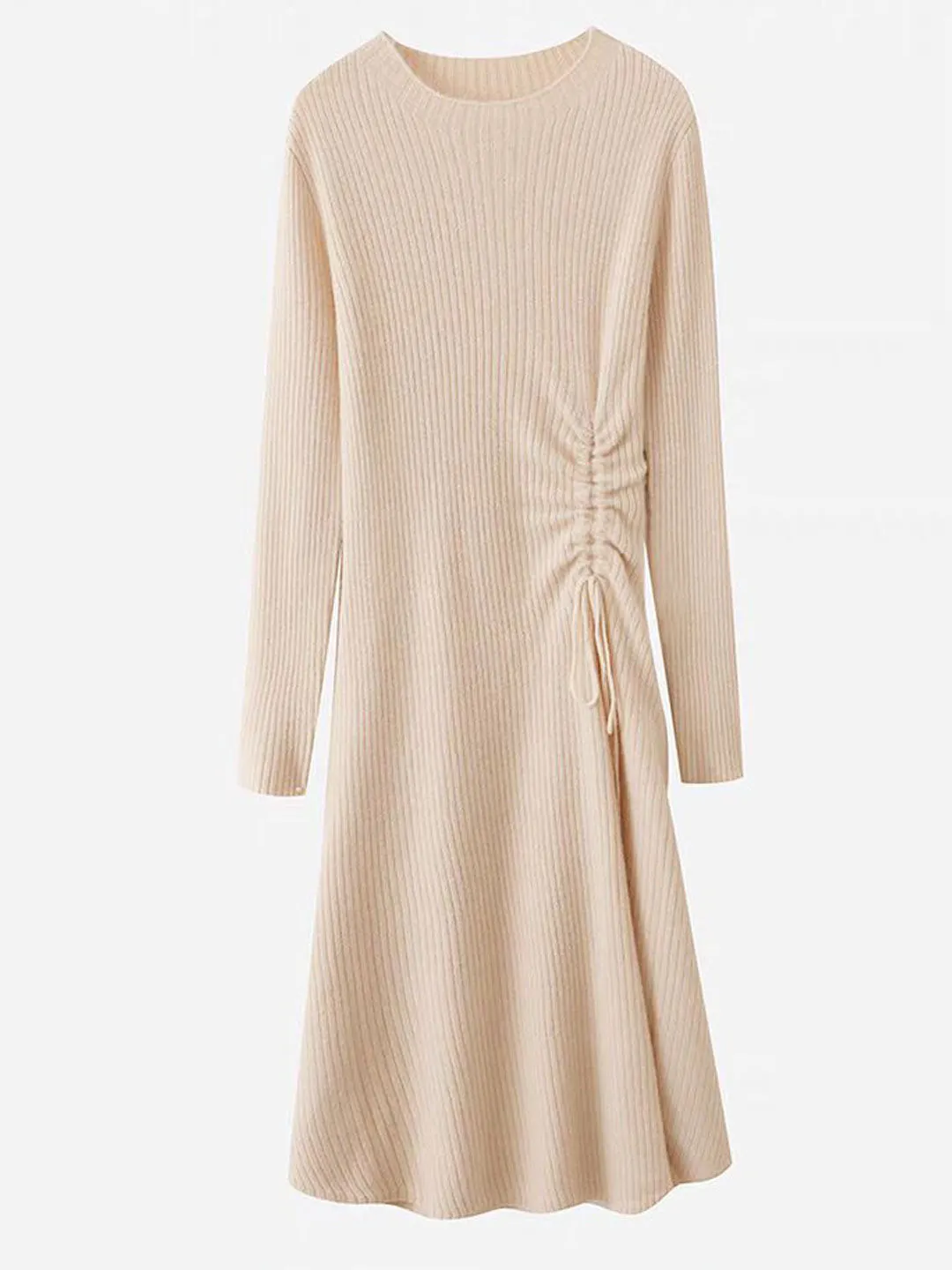 Jessica Elegant Crew Neck Solid Color Knitted Dress