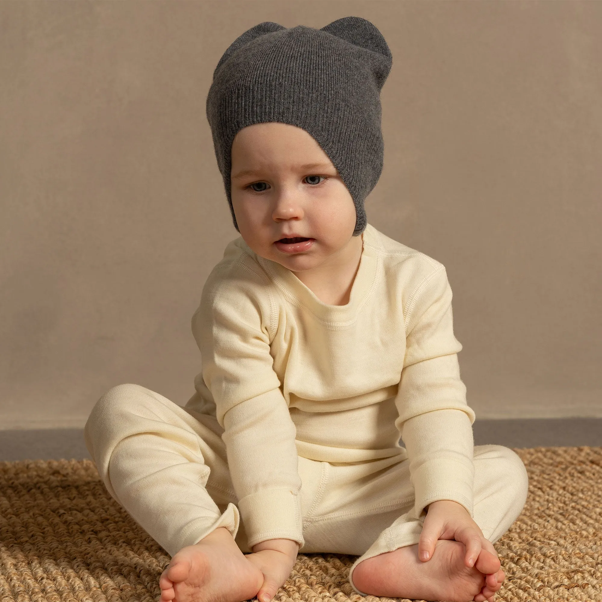 Kids' Knit Ear Flaps Beanie Cashmere Blend