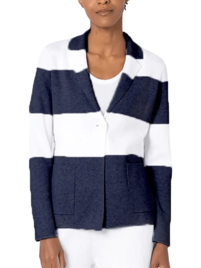 KINROSS Cashmere Cotton Blended Navy and White Blazer LSSD3-242